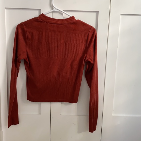 Burnt Orange Long Sleeve Crop Top - Picture 2 of 2